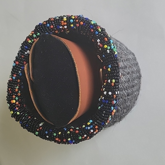 Handcrafted Statement Cuff Watch, 100% Leather +beaded basket for storage. - Picture 17 of 17